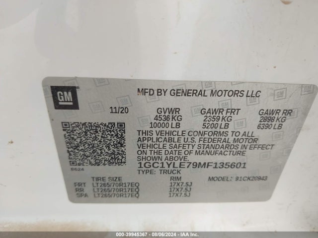 Chevrolet Silverado 2500hd 4wd  Long Bed Wt 2021 1GC1YLE79MF135601 Image 9
