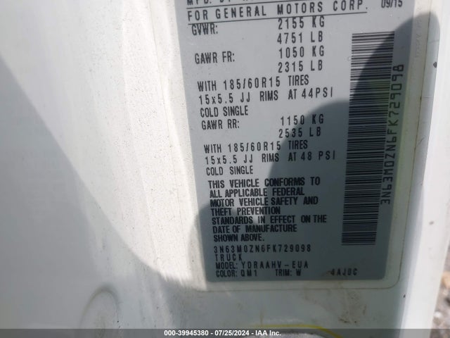 Chevrolet City Express 1lt 2015 3N63M0ZN6FK729098 Image 9