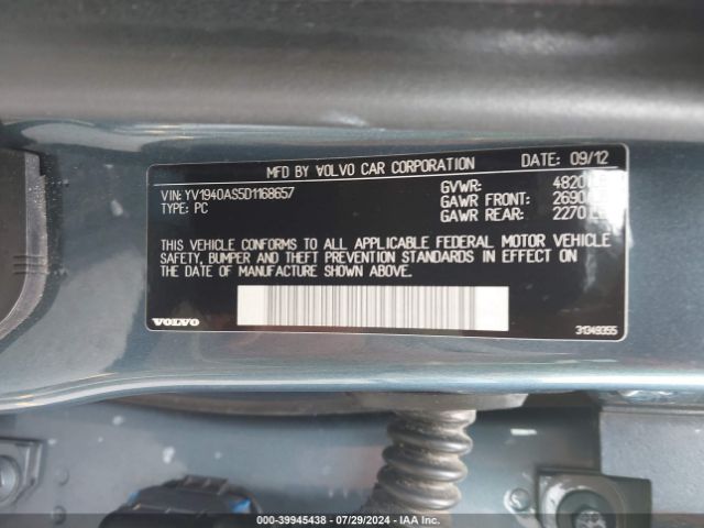 2013 VOLVO S80 YV1940AS5D1168657 Photo 8