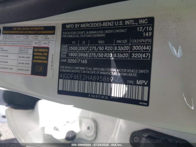 4JGDF6EE2HA895869 Mercedes-Benz Gls 450 4matic