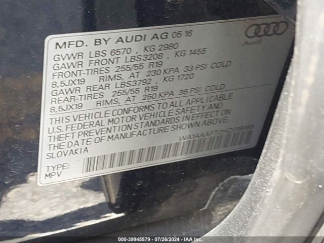 WA1AAAF72HD019188 Audi Q7 3.0t Premium