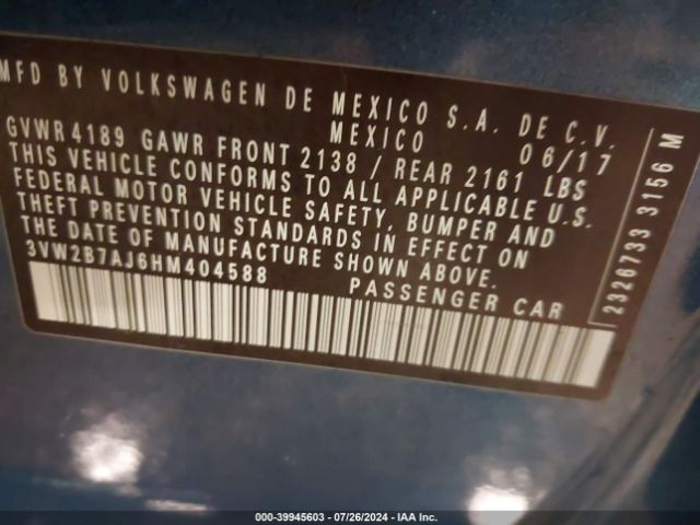 3VW2B7AJ6HM404588 Volkswagen Jetta 1.4t S