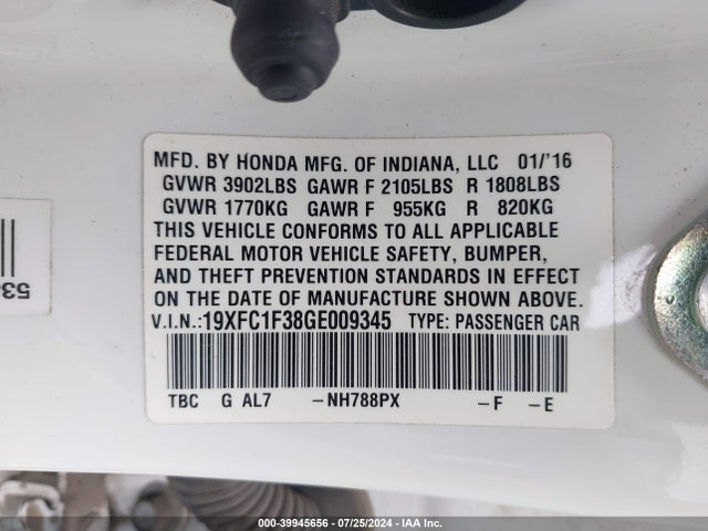 Honda Civic Ex-t 2016 19XFC1F38GE009345 Image 9