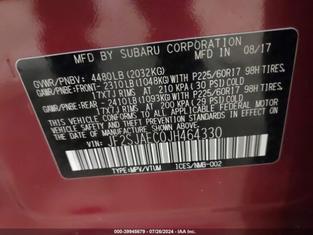 JF2SJAEC0JH464330 Subaru Forester 2.5i Premium