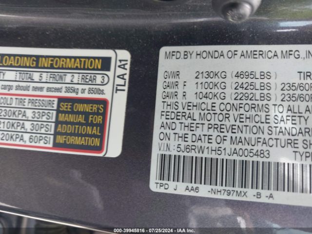 5J6RW1H51JA005483 Honda CR-V EX