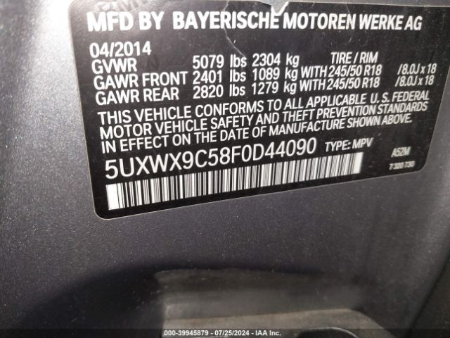 5UXWX9C58F0D44090 BMW X3 Xdrive28i