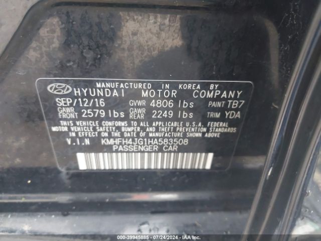 KMHFH4JG1HA583508 Hyundai Azera Limited