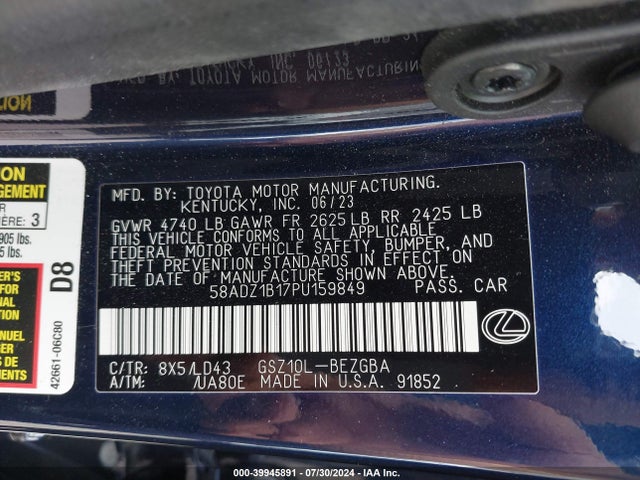 58ADZ1B17PU159849 Lexus ES 350