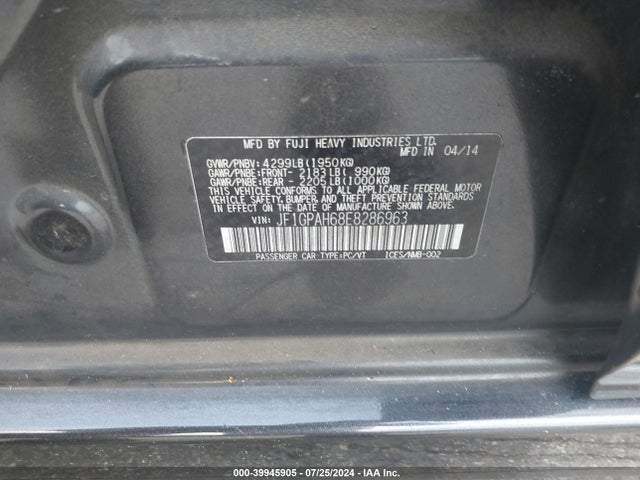 JF1GPAH68E8286963 Subaru Impreza 2.0i Limited