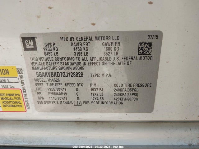 Buick Enclave Leather 2016 5GAKVBKD7GJ128828 Image 9