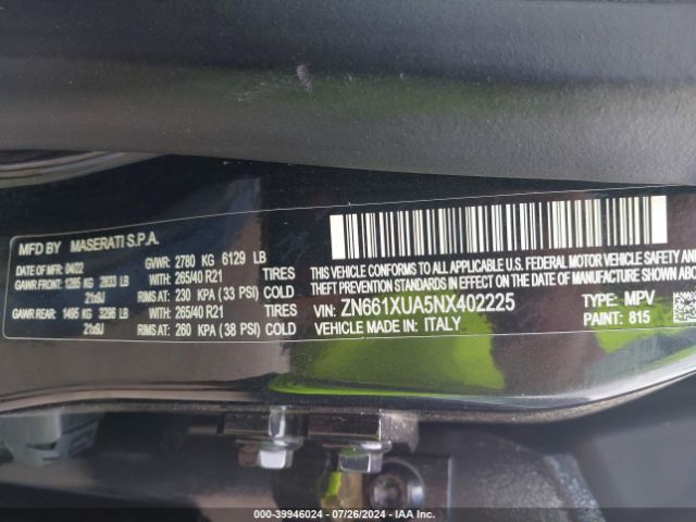 ZN661XUA5NX402225 Maserati Levante Gt