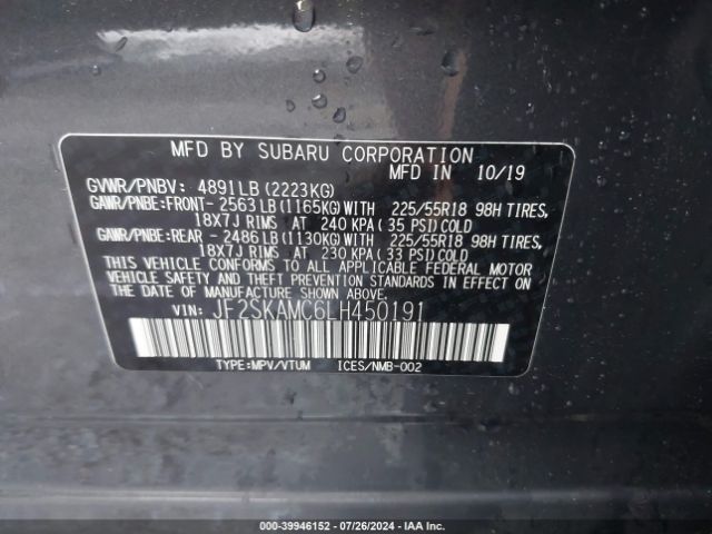 JF2SKAMC6LH450191 Subaru Forester Sport