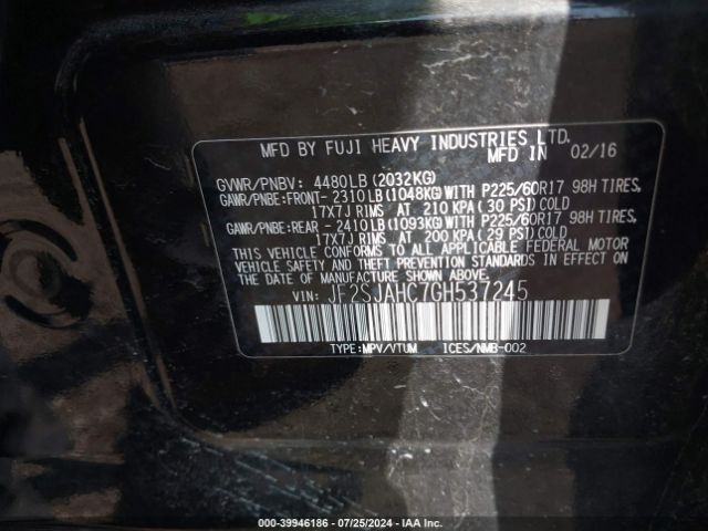 JF2SJAHC7GH537245 Subaru Forester 2.5i Limited