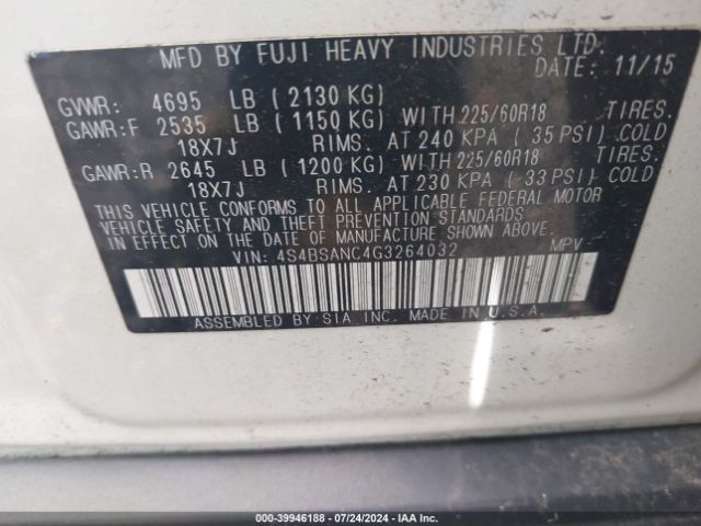 4S4BSANC4G3264032 Subaru Outback 2.5i Limited