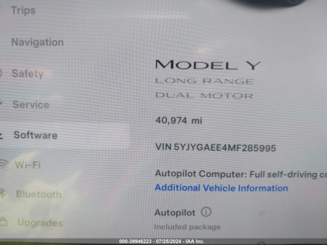 5YJYGAEE4MF285995 Tesla Model Y Long Range Dual Motor All-wheel Drive