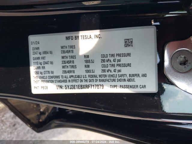 2024 TESLA MODEL 3 5YJ3E1EBXRF717079 Photo 8