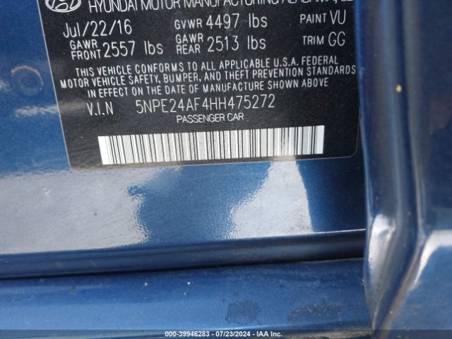 5NPE24AF4HH475272 Hyundai SONATA SE