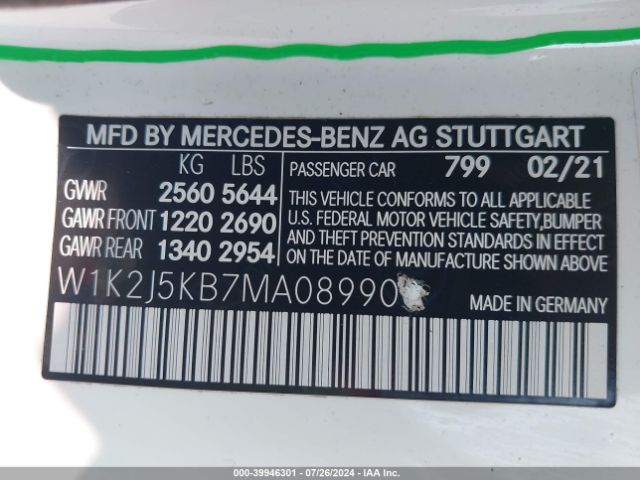 2021 MERCEDES-BENZ CLS 450 W1K2J5KB7MA089900 Photo 8