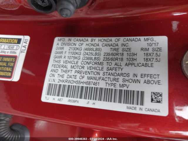2HKRW2H55HH687461 Honda CR-V EX
