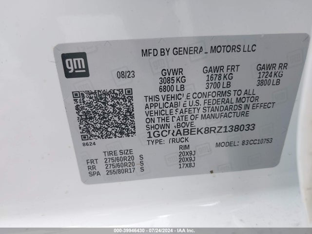 1GCRABEK8RZ138033 Chevrolet Silverado 1500 2wd Double Cab Standard Bed Custom