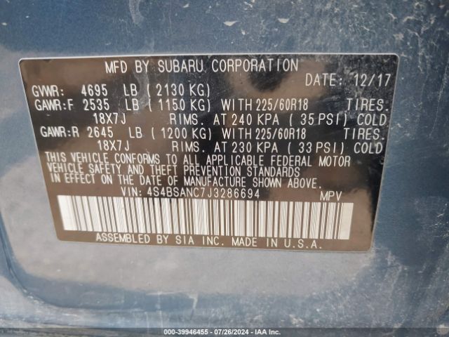 4S4BSANC7J3286694 Subaru Outback 2.5i Limited