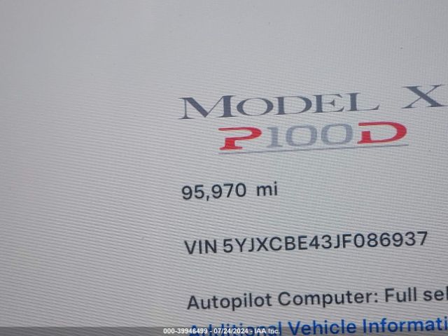 5YJXCBE43JF086937 Tesla Model X 100d/75d/p100d