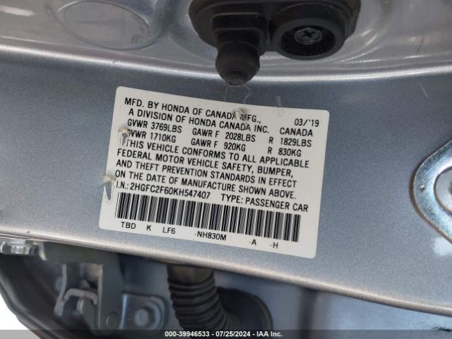 2HGFC2F60KH547407 Honda Civic Lx
