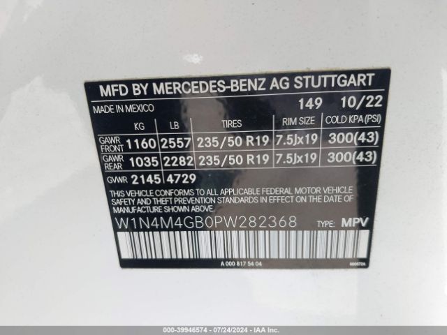 W1N4M4GB0PW282368 Mercedes-Benz GLB 250
