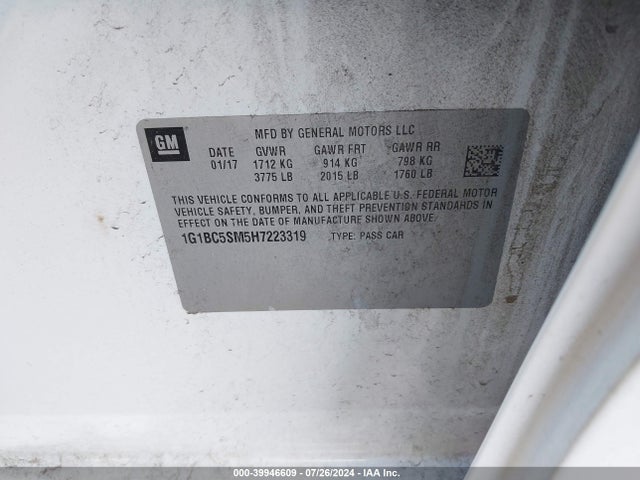 1G1BC5SM5H7223319 Chevrolet Cruze Ls Auto