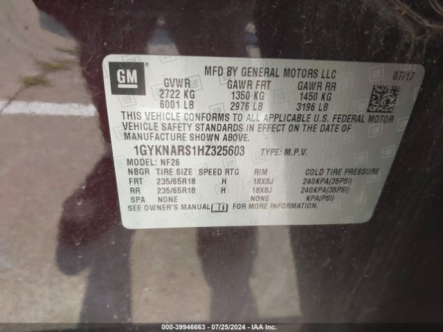 1GYKNARS1HZ325603 Cadillac Xt5 Standard