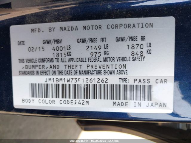 JM1BM1W73F1261262 Mazda Mazda3 I Grand Touring