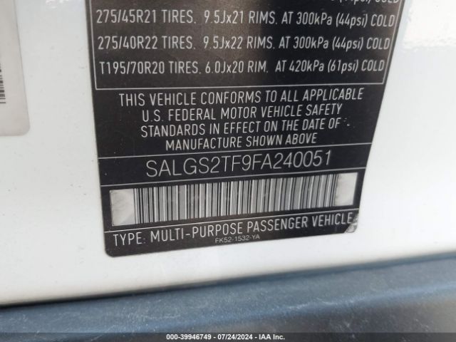 SALGS2TF9FA240051 Land Rover Range Rover 5.0l V8 Supercharged