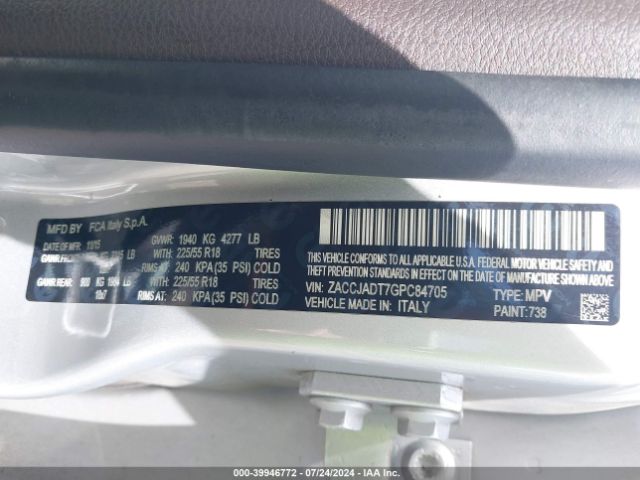 ZACCJADT7GPC84705 Jeep Renegade Limited