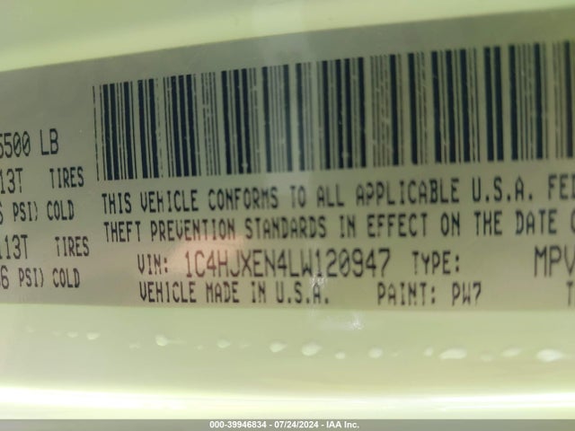 1C4HJXEN4LW120947 Jeep Wrangler Unlimited Sahara 4x4
