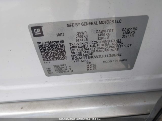 5GAERBKW3JJ139884 Buick Enclave Essence