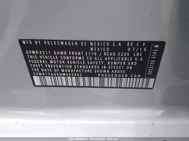 3VWA17AU5GM503992 Volkswagen Golf Sportwagen Tsi S 4-door