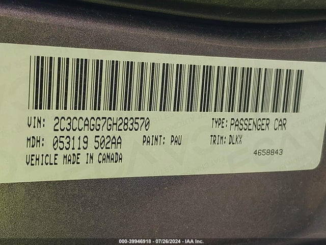 2C3CCAGG7GH283570 Chrysler 300 300s Alloy Edition