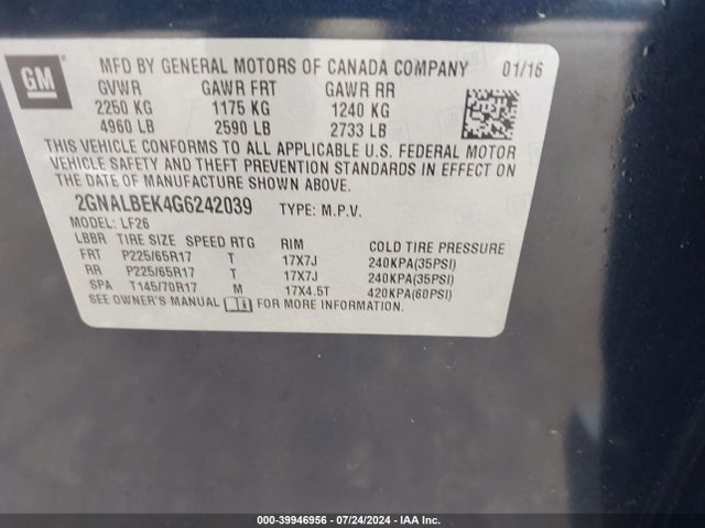 Chevrolet EQUINOX LS 2016 2GNALBEK4G6242039 Image 9