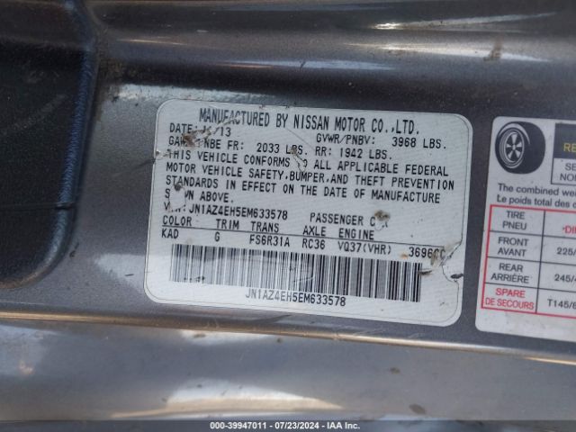 JN1AZ4EH5EM633578 Nissan 370Z