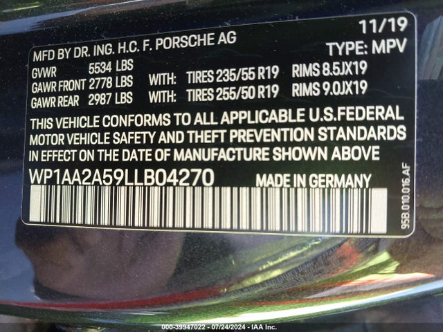 2020 PORSCHE MACAN WP1AA2A59LLB04270 Photo 8