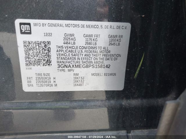 3GNAXMEG8PS158142 Chevrolet Equinox Fwd Rs