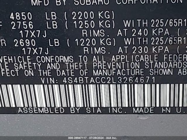 4S4BTACC2L3264671 Subaru Outback Premium