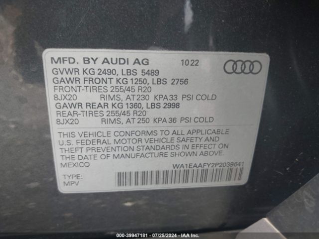 2023 AUDI Q5 WA1EAAFY2P2039641 Photo 8