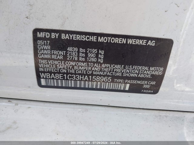 BMW 330e Iperformance 2017 WBA8E1C33HA158965 Image 9