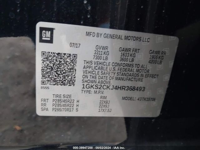 1GKS2CKJ4HR368493 GMC YUKON DENALI