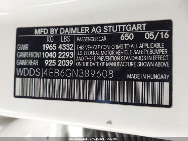 WDDSJ4EB6GN389608 Mercedes-Benz CLA 250