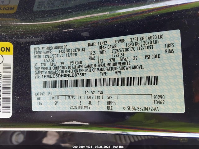 Ford Bronco Black Diamond 2022 1FMEE5DH0NLB87567 Image 9