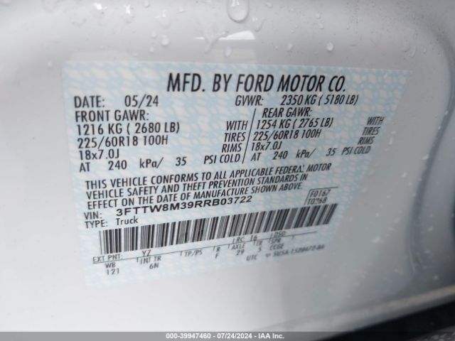 3FTTW8M39RRB03722 Ford Maverick Lariat