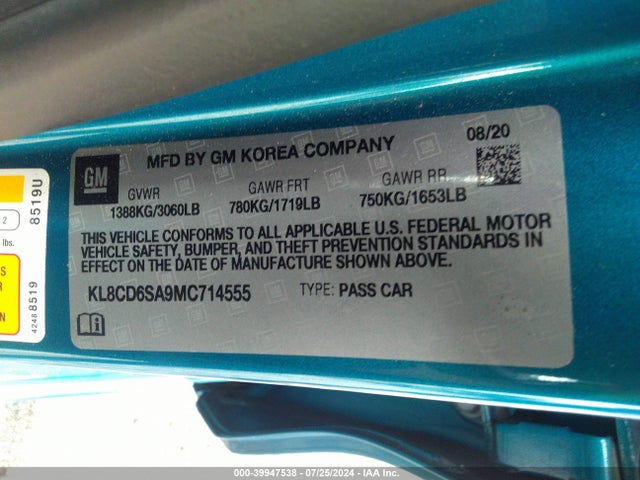 Chevrolet Spark Fwd 1lt Automatic 2021 KL8CD6SA9MC714555 Image 9