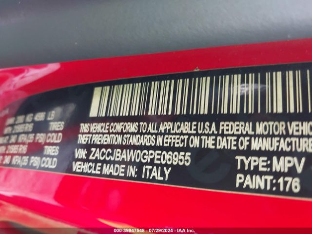 ZACCJBAW0GPE06955 Jeep Renegade Sport